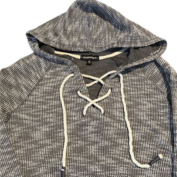 Inspired Heart Black and White Woven Front Pocket Hoodie Pullover Size M - Picture 5 of 15